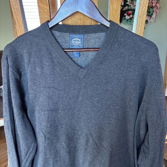 Cambridge Dry Goods Company Mens XL Gray Lambswool Blend V-Neck  Sweater - Picture 3 of 6